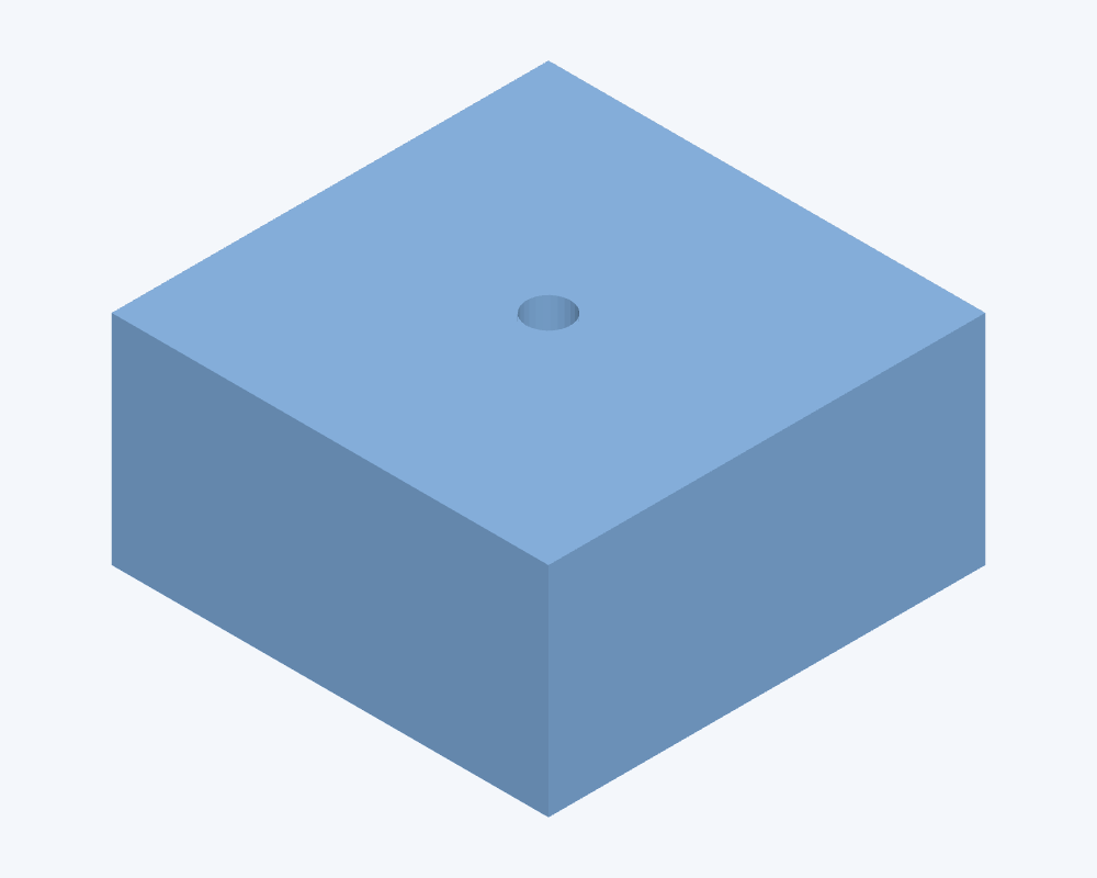 Geometrievorschau: Ø4-Durchgangsbohrung: 20 mm tief